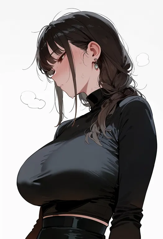 masterpiece, best quality, score_7, safe, sexually suggestive, 1girl, solo, upper body, simple background — by k3scat, made with ComfyUI