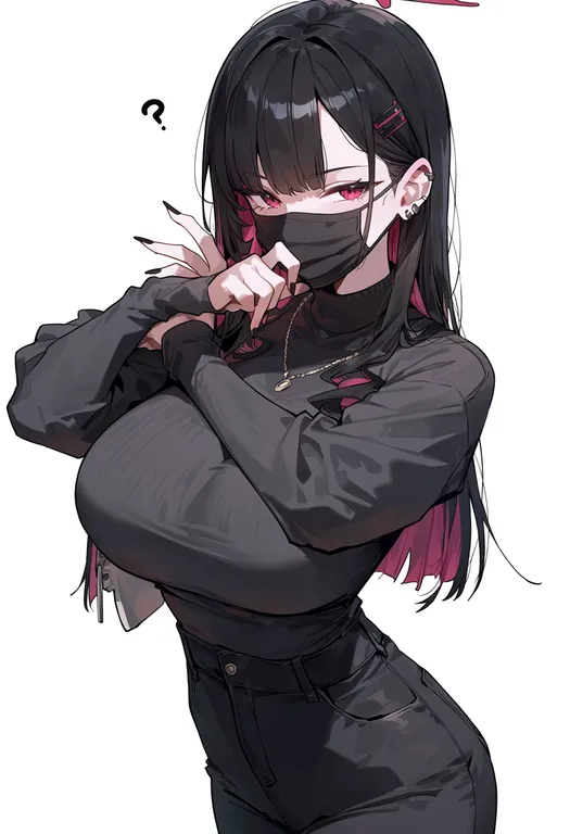 masterpiece, best quality, score_7, safe, eye mask, 1girl, solo, simple background — by k3scat, made with ComfyUI