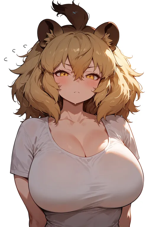 masterpiece, best quality, score_7, safe, lion (kemono friends), kemono friends, solo, upper body, simple background — by k3scat, made with ComfyUI
