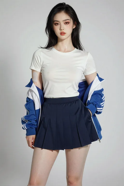 一位身高约165公分、身材匀称丰腴的东方美女。她拥有自然健康的温和曲线，肩膀线条柔美圆润，带有一丝温润的肉感。胸部自然A罩杯挺拔，腰部紧致而富有弹性，腰线平缓柔和，微微带着女性自然的腹部弧度。她的胯部圆润宽大，臀部饱满挺翘，大腿丰满、略带迷… — by kessness, made with ComfyUI