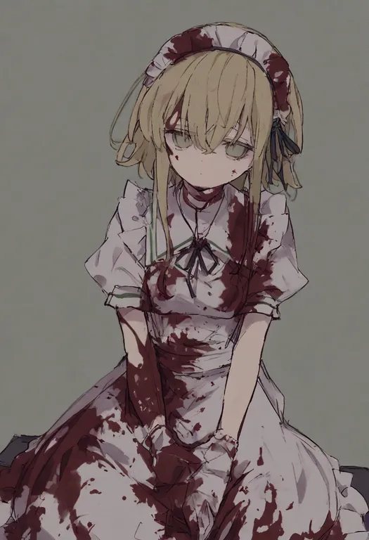 masterpiece, best quality, general, blood, 1girl, solo, simple background — by k3scat, made with ComfyUI