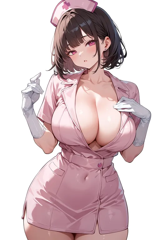 masterpiece, best quality, score_7, safe, nurse ni omakase, solo, simple background — by k3scat, made with ComfyUI