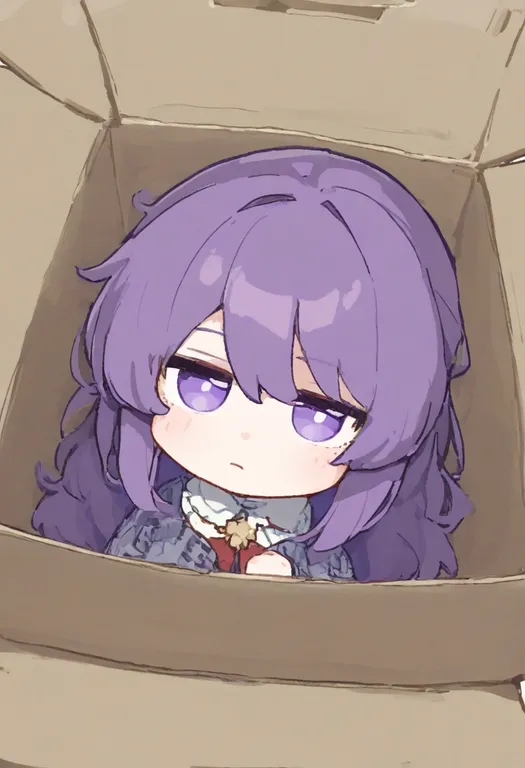 masterpiece, best quality, general, cardboard box, 1girl, solo, simple background — by k3scat, made with ComfyUI