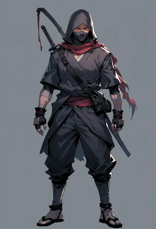 masterpiece, best quality, score_7, safe, ninja slayer, solo, simple background — by k3scat, made with ComfyUI