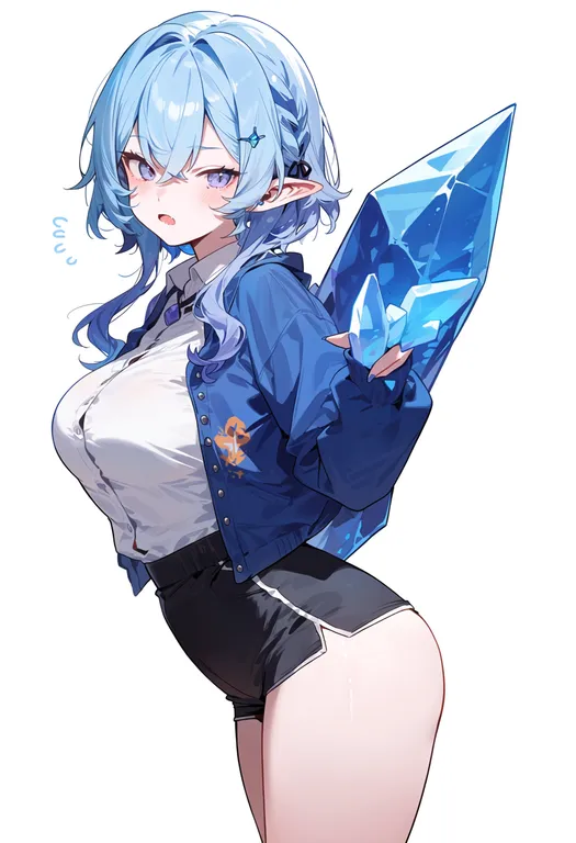 masterpiece, best quality, score_7, safe, crystal, 1girl, solo, simple background — by k3scat, made with ComfyUI