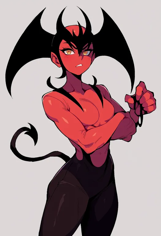 masterpiece, best quality, score_7, safe, devilman, solo, simple background — by k3scat, made with ComfyUI