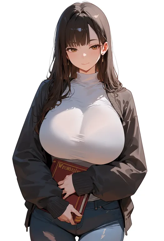masterpiece, best quality, score_7, safe, hugging book, 1girl, solo, simple background — by k3scat, made with ComfyUI
