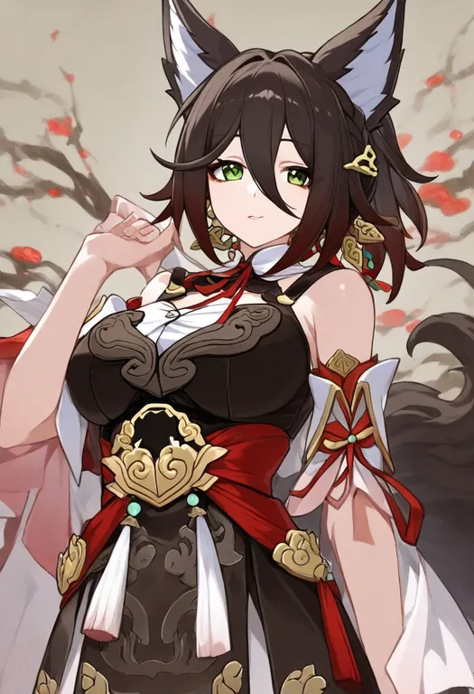 masterpiece, best quality, general, tingyun (honkai: star rail), honkai: star rail, solo, upper body, simple background — by k3scat, made with ComfyUI