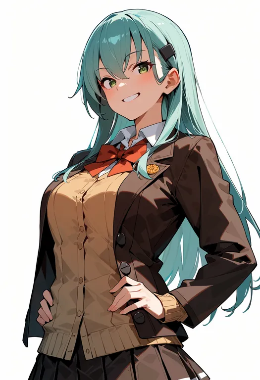 masterpiece, best quality, score_7, safe, suzuya kai ni (kancolle), solo, upper body, simple background — by k3scat, made with ComfyUI
