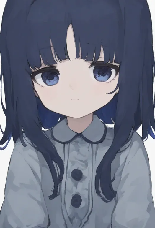 masterpiece, best quality, general, dark blue hair, 1girl, solo, simple background — by k3scat, made with ComfyUI