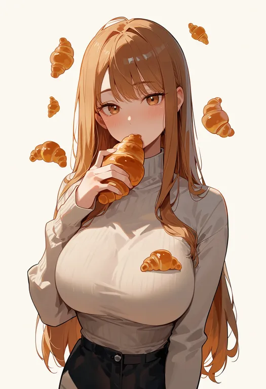 masterpiece, best quality, score_7, safe, croissant, 1girl, solo, upper body, simple background — by k3scat, made with ComfyUI