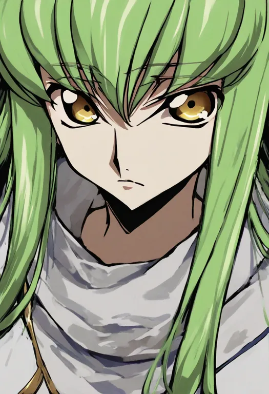 masterpiece, best quality, general, c.c., code geass, solo, upper body, simple background — by k3scat, made with ComfyUI