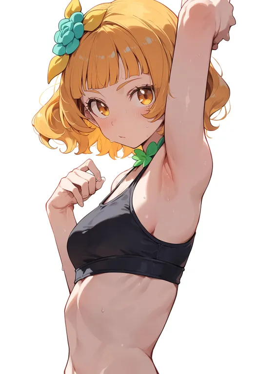 masterpiece, best quality, score_7, safe, cure rosetta, solo, upper body, simple background — by k3scat, made with ComfyUI