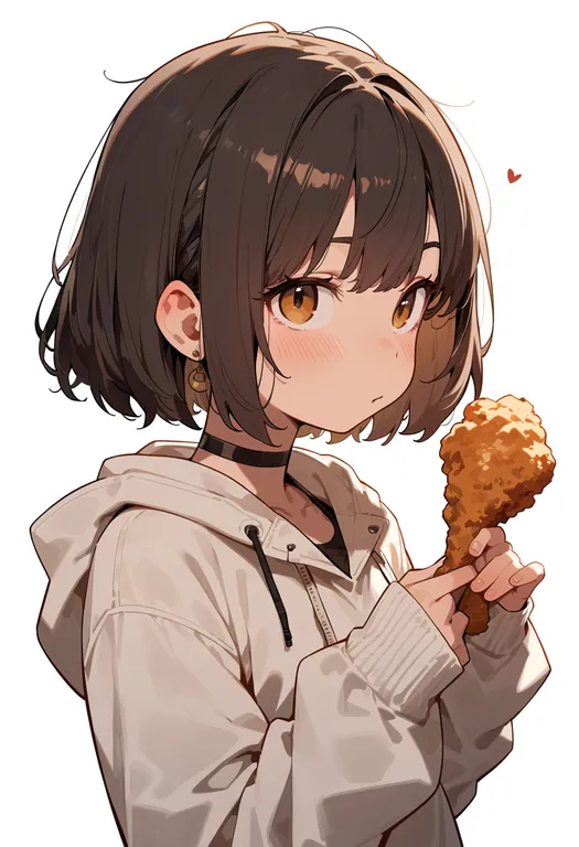 masterpiece, best quality, score_7, safe, fried chicken, 1girl, solo, upper body, simple background — by k3scat, made with ComfyUI