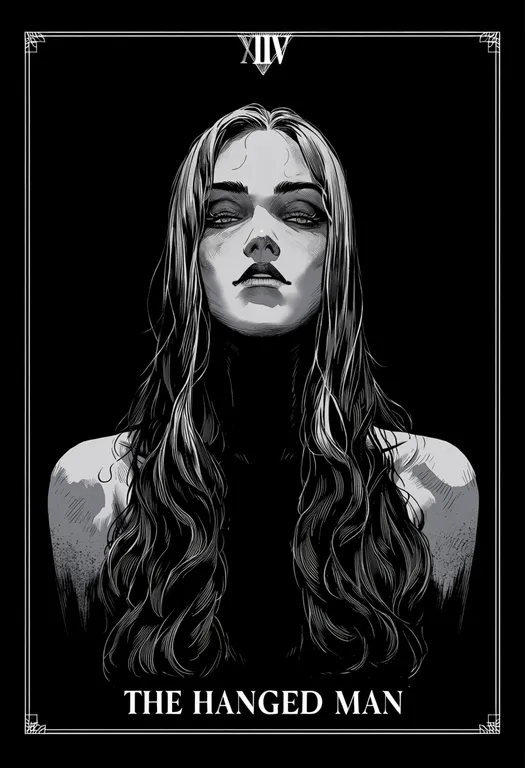 masterpiece, best quality, score_7, safe, the hanged man (tarot), 1girl, solo, upper body, simple background — by k3scat, made with ComfyUI