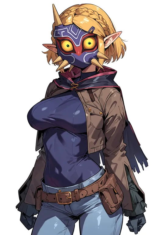 masterpiece, best quality, score_7, safe, the legend of zelda: majora's mask, solo, simple background — by k3scat, made with ComfyUI