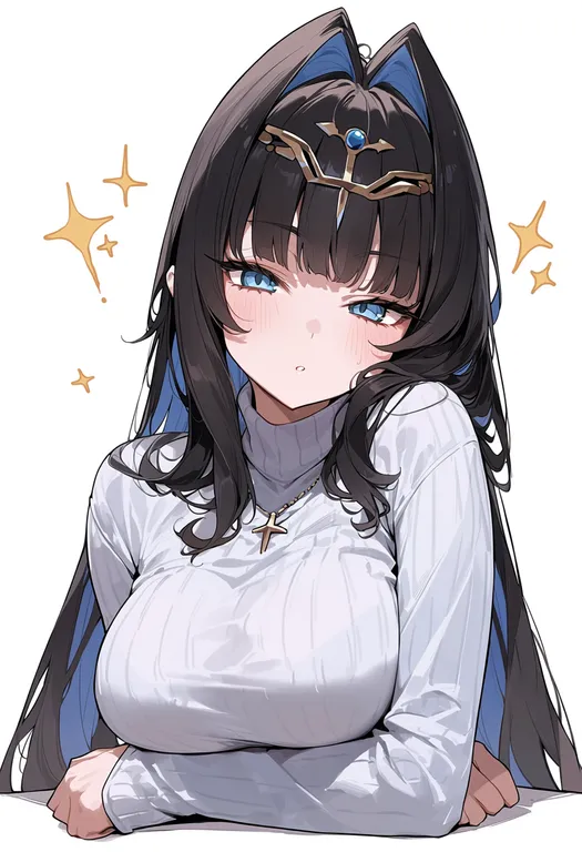 masterpiece, best quality, score_7, safe, headpiece, 1girl, solo, upper body, simple background — by k3scat, made with ComfyUI