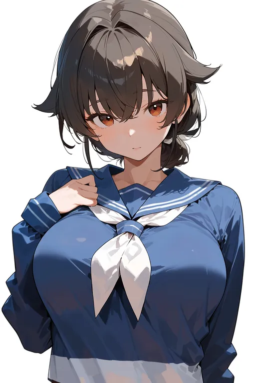 masterpiece, best quality, score_7, safe, jingei (kancolle), solo, upper body, simple background — by k3scat, made with ComfyUI
