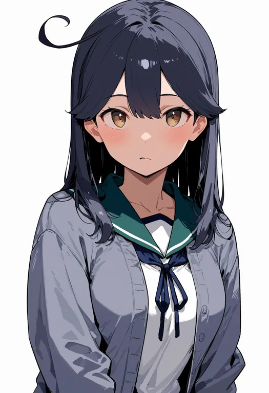 masterpiece, best quality, score_7, safe, ushio kai ni (kancolle), solo, upper body, simple background — by k3scat, made with ComfyUI