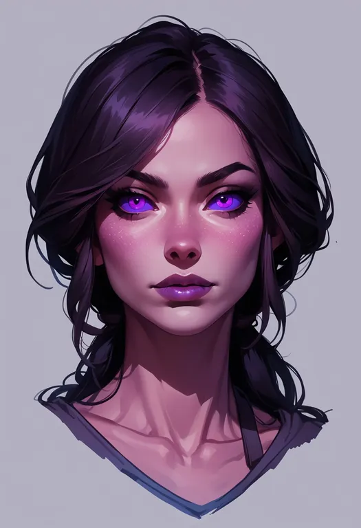 masterpiece, best quality, score_7, safe, purple sclera, 1girl, solo, portrait, simple background — by k3scat, made with ComfyUI