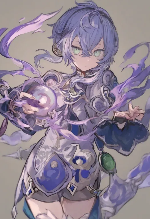 masterpiece, best quality, general, holding orb, 1girl, solo, simple background — by k3scat, made with ComfyUI