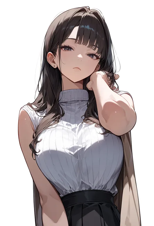 masterpiece, best quality, score_7, safe, trading card, 1girl, solo, upper body, simple background — by k3scat, made with ComfyUI