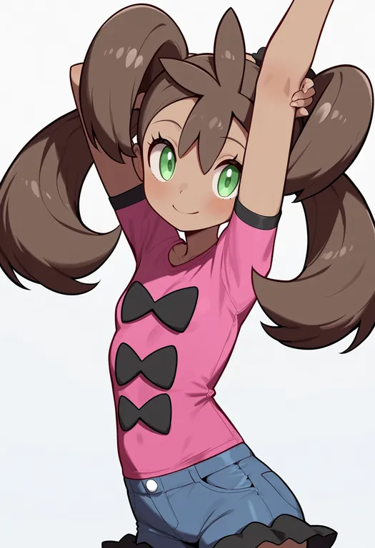 masterpiece, best quality, score_7, safe, shauna (pokemon), pokemon, solo, upper body, simple background — by k3scat, made with ComfyUI