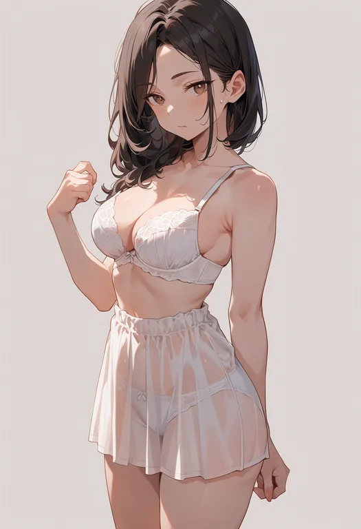 masterpiece, best quality, score_7, safe, underwear, 1girl, solo, simple background — by k3scat, made with ComfyUI