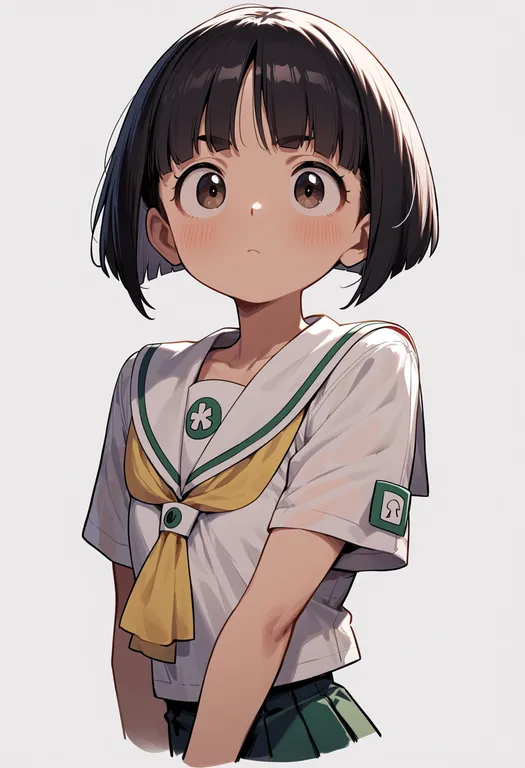 masterpiece, best quality, score_7, safe, sono midoriko, solo, upper body, simple background — by k3scat, made with ComfyUI