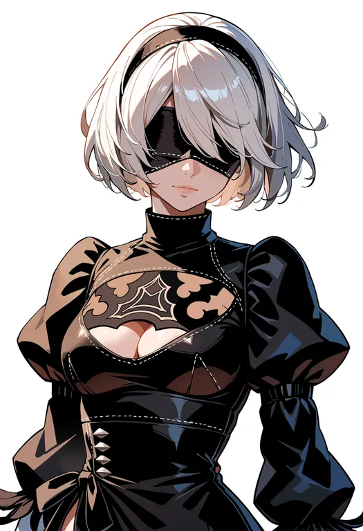 masterpiece, best quality, score_7, safe, 9s (nier:automata), nier:automata, solo, upper body, simple background — by k3scat, made with ComfyUI