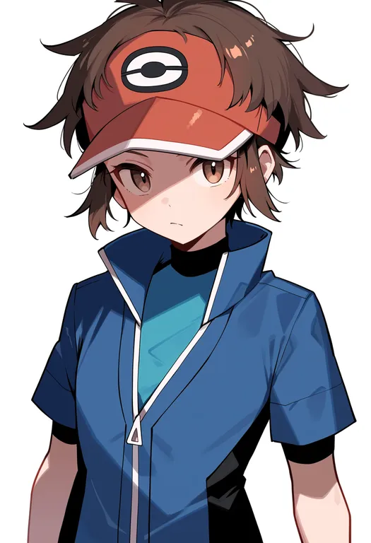 masterpiece, best quality, score_7, safe, nate (pokemon), pokemon, solo, upper body, simple background — by k3scat, made with ComfyUI