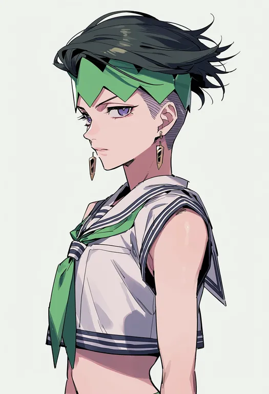 masterpiece, best quality, score_7, safe, kishibe rohan, solo, upper body, simple background — by k3scat, made with ComfyUI