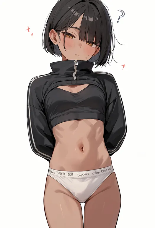 masterpiece, best quality, score_7, safe, white panties, 1girl, solo, simple background — by k3scat, made with ComfyUI