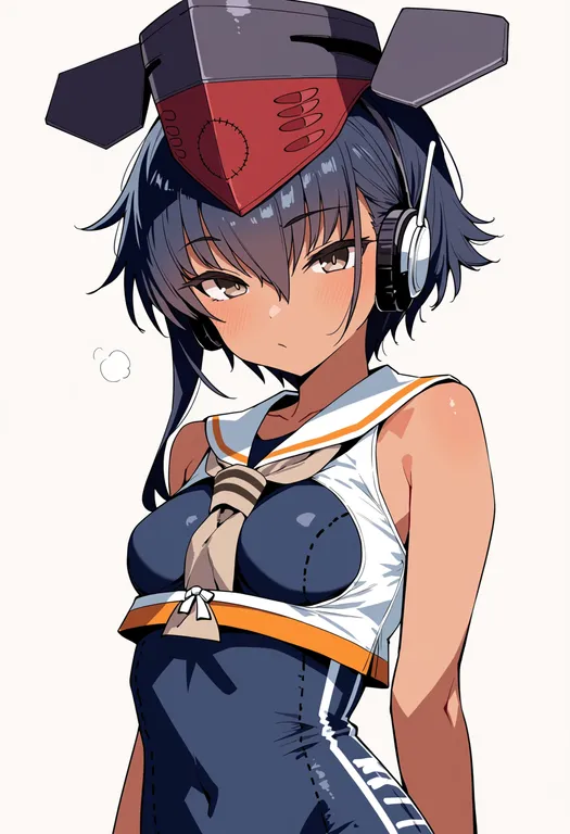 masterpiece, best quality, score_7, safe, i-14 (kancolle), solo, upper body, simple background — by k3scat, made with ComfyUI