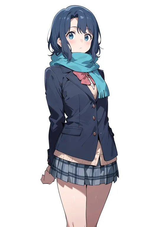 masterpiece, best quality, score_7, safe, adachi to shimamura, solo, simple background — by k3scat, made with ComfyUI