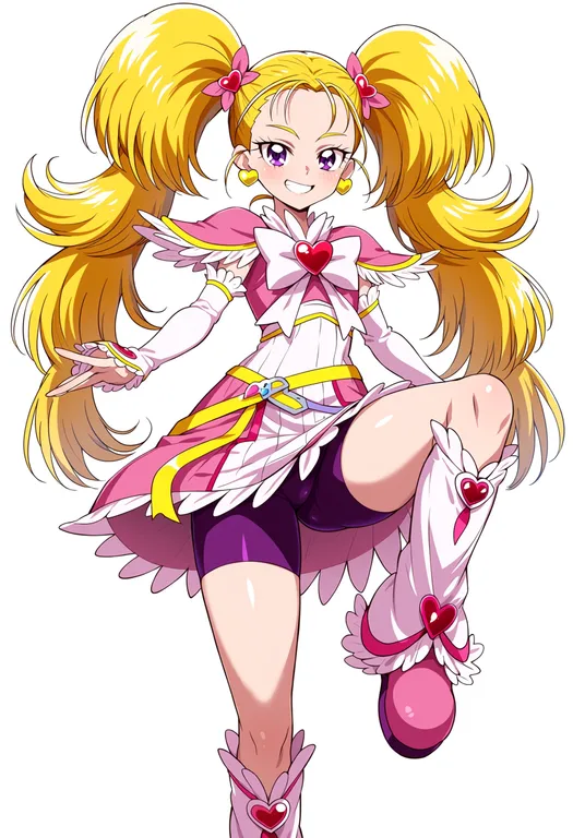 masterpiece, best quality, score_7, safe, futari wa precure max heart, solo, simple background — by k3scat, made with ComfyUI