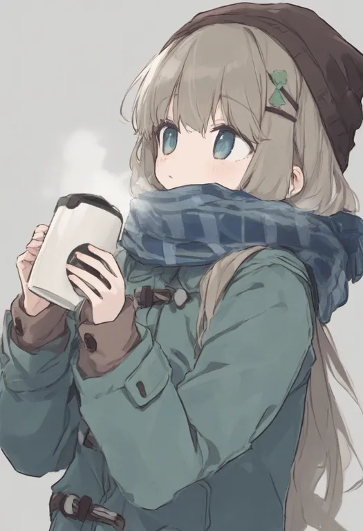 masterpiece, best quality, general, cold, 1girl, solo, simple background — by k3scat, made with ComfyUI