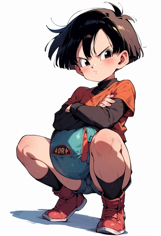 masterpiece, best quality, score_7, safe, dragon ball (classic), solo, simple background — by k3scat, made with ComfyUI