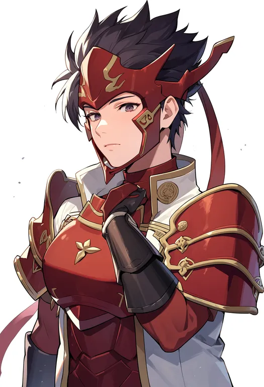 masterpiece, best quality, score_7, safe, ryoma (fire emblem), fire emblem, solo, upper body, simple background — by k3scat, made with ComfyUI