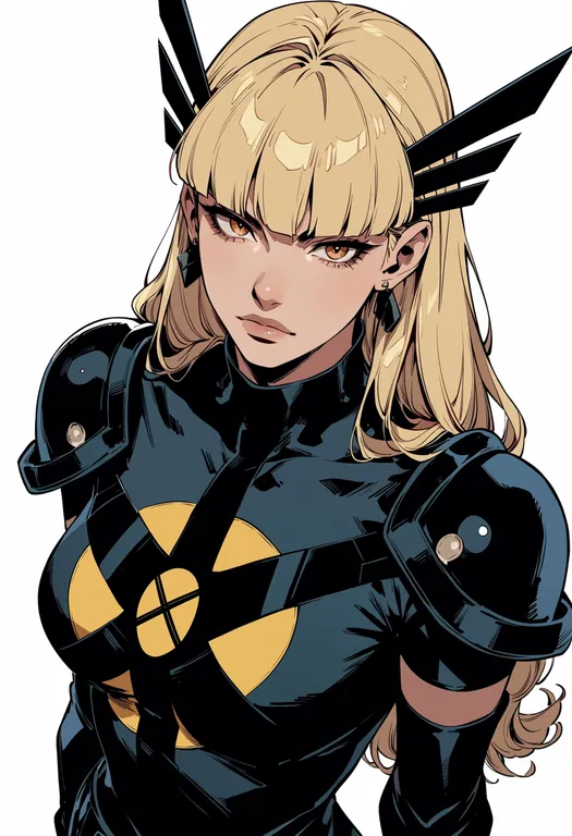 masterpiece, best quality, score_7, safe, magik (x-men), x-men, solo, upper body, simple background — by k3scat, made with ComfyUI