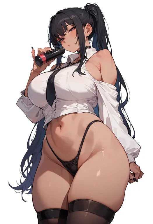 masterpiece, best quality, score_7, safe, highleg panties, 1girl, solo, simple background — by k3scat, made with ComfyUI